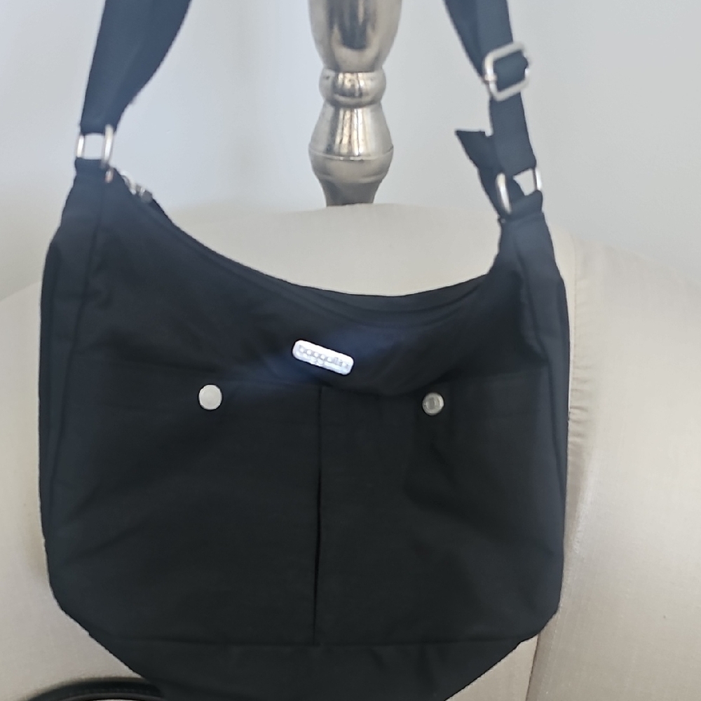 Baggallini Black Crossbody Bag with Silver Accents